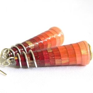 3/$30 Cranberry Red Ombre Boho Earrings